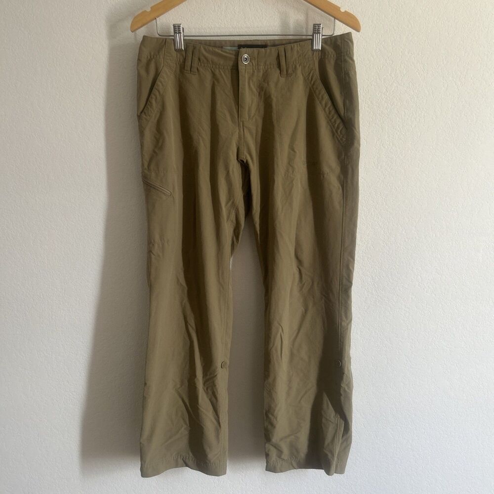 Marmot Pants Beige Nylon Stretchy Roll-Tab Capris Hiking Outdoor Activewear Sz 8